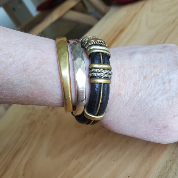 Leather Bracelet with Brass, Stainless & Copper Accents - Picture 7 of 10